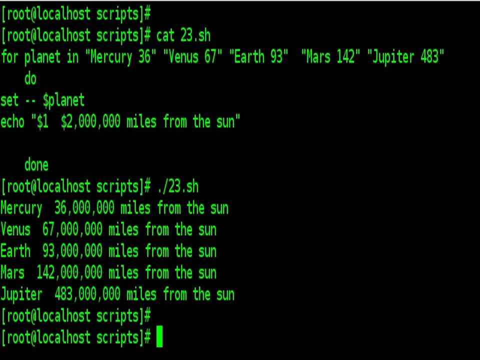  for loop with two parameters in each [list] element: Example