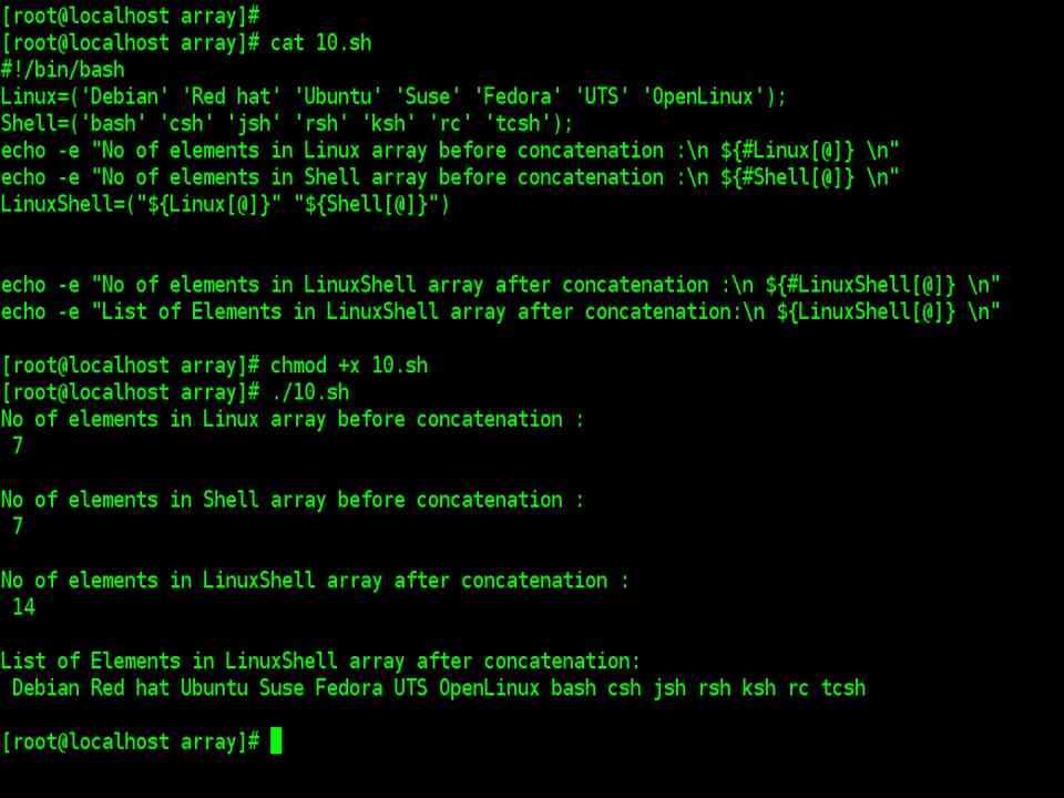 Concatenation of two Bash Arrays