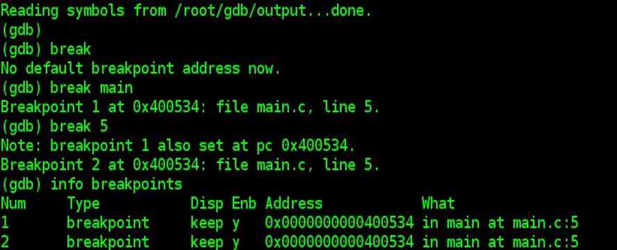 GDB Setting Break Points