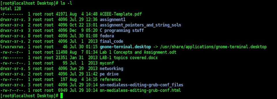 list -l command