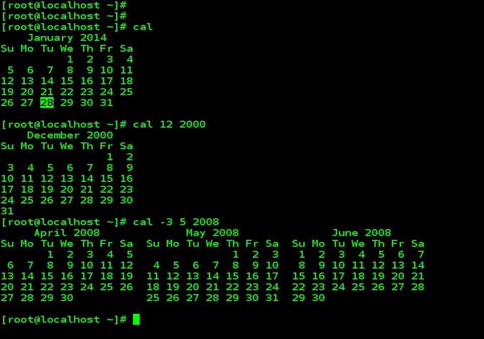Linux Calendar Command: cal