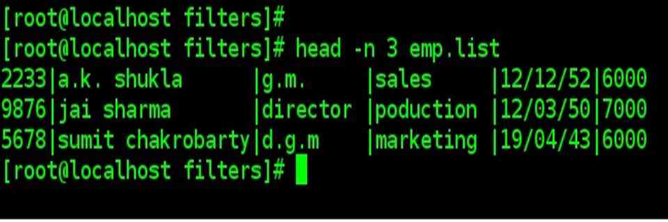 head command: Displaying the beginning of a file using -n option