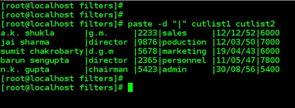 paste command -d filter example