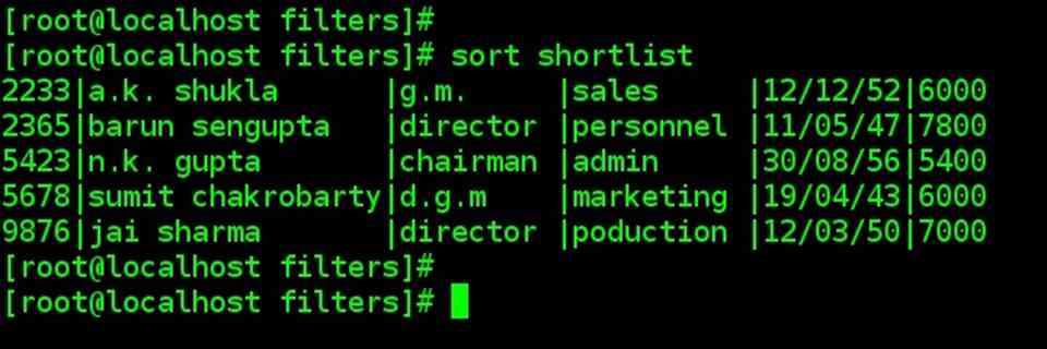 sort command example