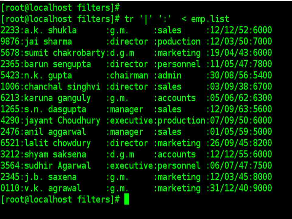 tr command filter example