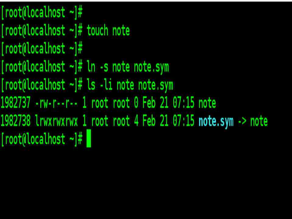 Example of Symbolic links command ln