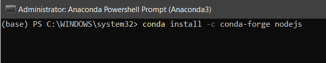 Installing Nodejs using Anaconda Command Prompt