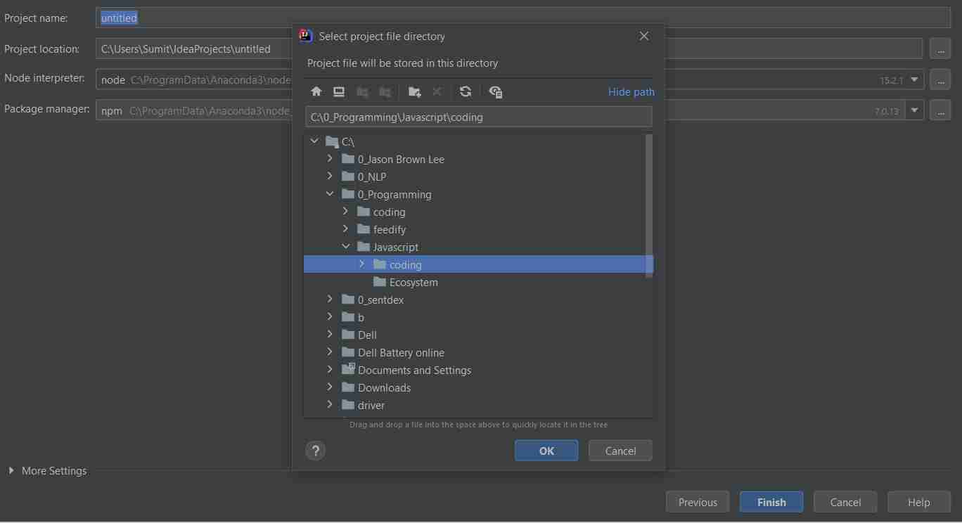 Select Project Folder Location