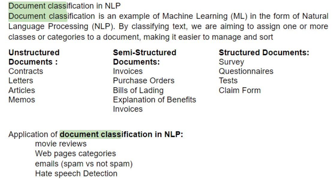Types of document classification.